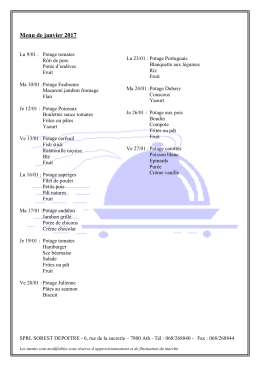 Menu de janvier 2017