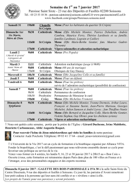 Horaires de messe du 18 au 24 d&eacute;cembre 2016