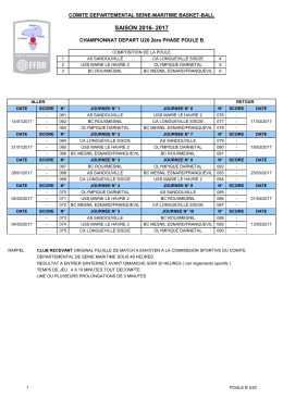 Cal Depart U20 2016-2017 2eme Phase Poule B