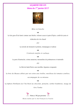 Menu du 01.01.17 - Accueil | Le Jardin des Lys