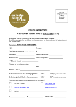 fiche d`inscription - Orchestre National de Lille