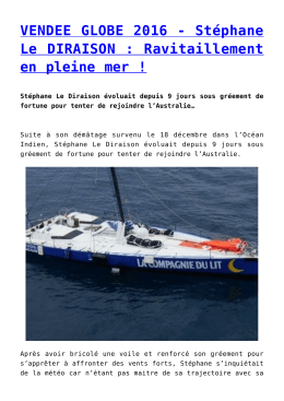 VENDEE GLOBE 2016 - Stéphane Le DIRAISON : Ravitaillement en