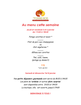 Au menu cette semaine - Coop du Grand-Bois