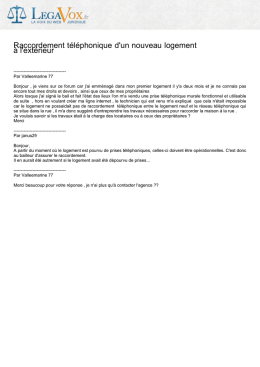 Raccordement téléphonique d`un nouveau logement à l`extérieur