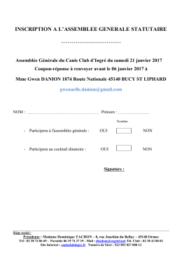 inscription - Canis Club d`Ingr&eacute;
