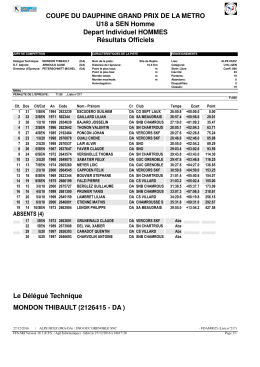 RESULTATS OFFICIELS GRAND PRIX DE LA METRO du 27