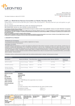 6.40% pa Multi Barrier Reverse Convertible sur Nestlé