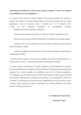 Déclaration du Président du Comité ad hoc chargé d`examiner et