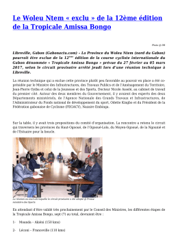 exclu &raquo; de la 12&egrave;me &eacute;dition de la Tropicale Amissa Bongo