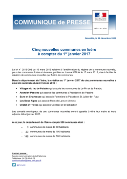 Cinq nouvelles communes en Is&egrave;re &agrave; compter