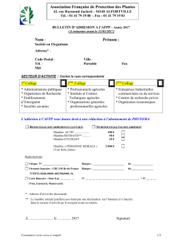 bulletin d`adhésion