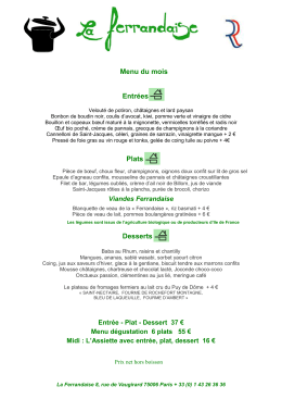 carte et menus du mois