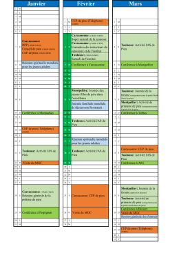 Calendrier 2017 du Pieu de Toulouse