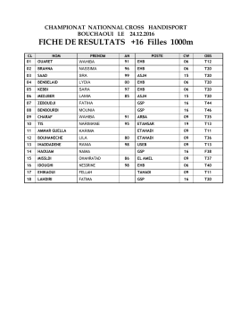 FICHE DE RESULTATS +16 Filles 1000m
