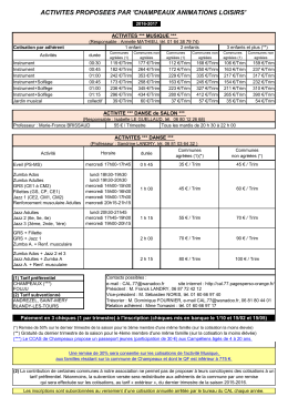 Cotisations -la fiche - Champeaux Animations Loisirs