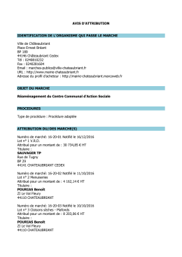 Avis d`attribution pour le r&eacute;am&eacute;nagement du Centre Communal d