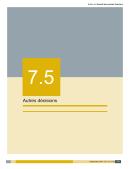 Autres décisions - Autorité des marchés financiers