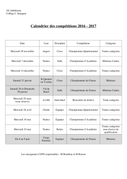 Calendrier Athlétisme - Collège Clément Janequin