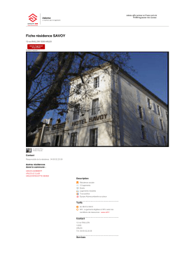 Fiche r&eacute;sidence SAVOY