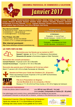 Bulletin de Janvier 2017 - Ensemble paroissial de Sommi&egrave;res