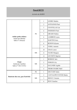 Ateliers p&eacute;riscolaires p&eacute;riode 3 Mardi