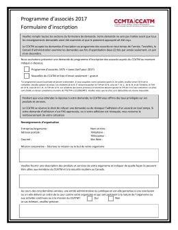Programme d`associ&eacute;s 2017 Formulaire d`inscription