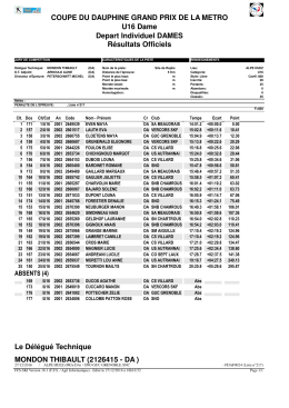 RESULTATS OFFICIELS GRAND PRIX DE LA METRO du 27