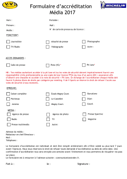 Formulaire d`accréditation Média 2017