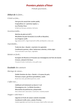 Carte et menus du soir