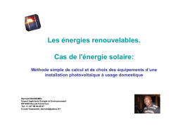 Les énergies renouvelables. Cas de l`énergie solaire: