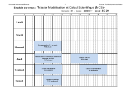 Emplois du temps : "Master Modélisation et Calcul Scientifique (MCS)"