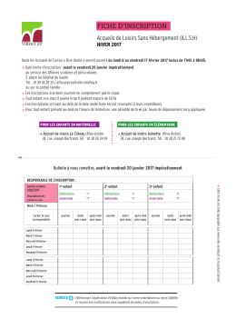 fiche d`inscription +