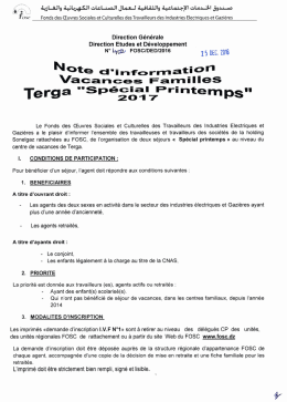 Vacances familles, Terga "spécial printemps 2017"