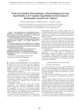 Etude de la Qualité Hydrochimique et Bactériologique des Eaux