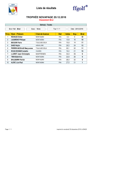 Résultat Brut Novapagen°5 - Golf de Montauban l`Estang