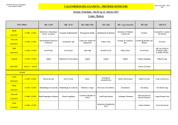 calendrier des examens : premier semestre