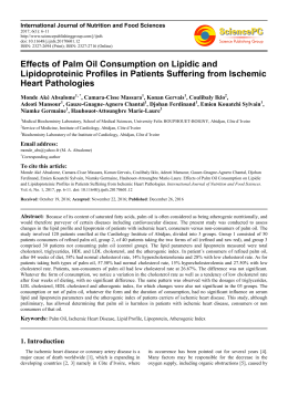 Effects of Palm Oil Consumption on Lipidic and Lipidoproteinic