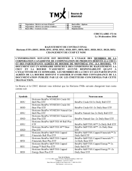 Rajustement de contrat final Horizons ETFs