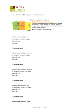Guides exp&eacute;rimentateur