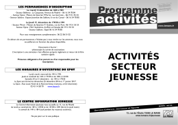 Le programme d`activités des vacances