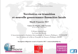 Territoires en transition et nouvelle gouvernance financière locale