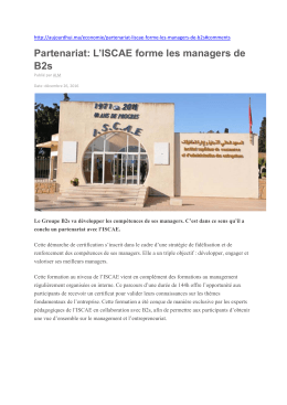 Partenariat: L`ISCAE forme les managers de B2s