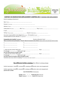 Contrat de réservation emplacement camping