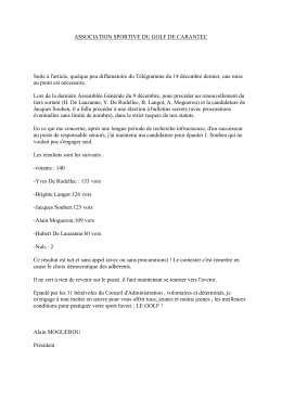 ASSOCIATION SPORTIVE DU GOLF DE CARANTEC Suite à l
