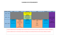 planning des entrainements