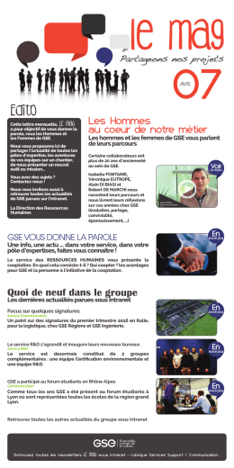 Quoi de neuf dans le groupe