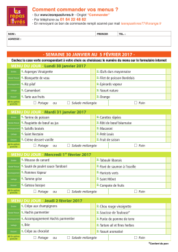 Menus 30 janv. au 5 f&eacute;v.