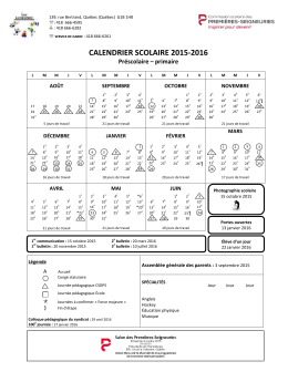 Calendrier - &eacute;cole de la Farandole