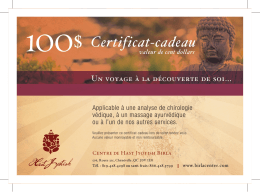 Certificat-cadeau - The Birla Vedic Center