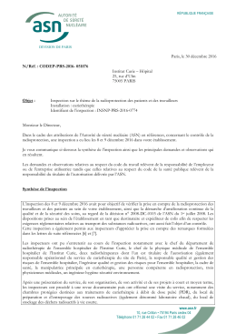 30/12/2016 Lettre de suite d`inspection Radioprotection